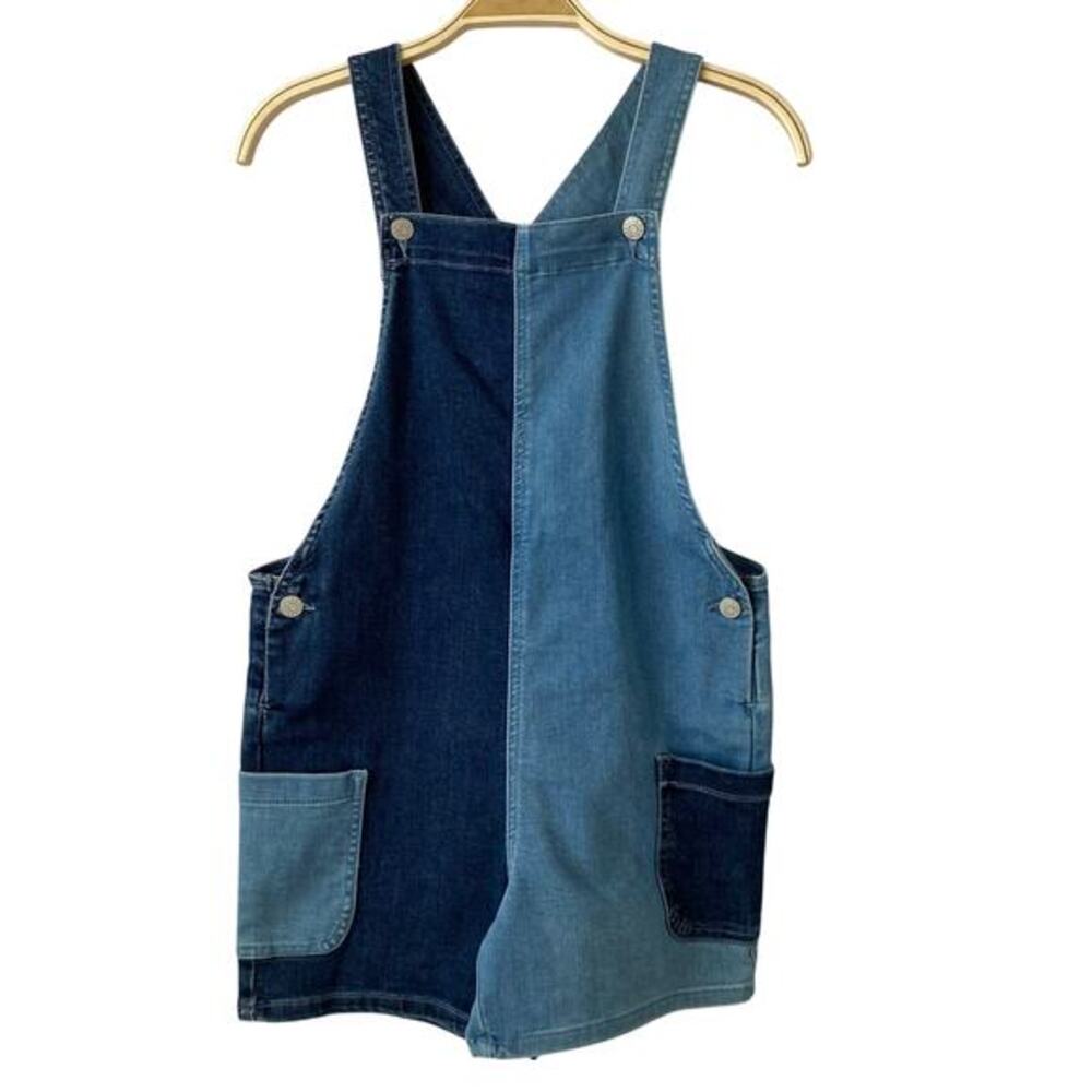 Epic Threads Colorblock Blue Denim Shortalls Overall Shorts Girls 14 School NWT